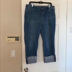 Baccini Capri jeans with embroidered cuff size 14